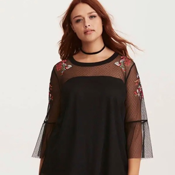 torrid Tops - Torrid sheer embroidered floral  boho blouse size (1) xl